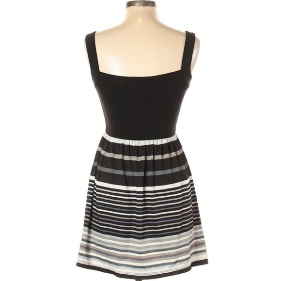 BeBop Black and Gray Striped Mini Apron Dress - Picture 2 of 10